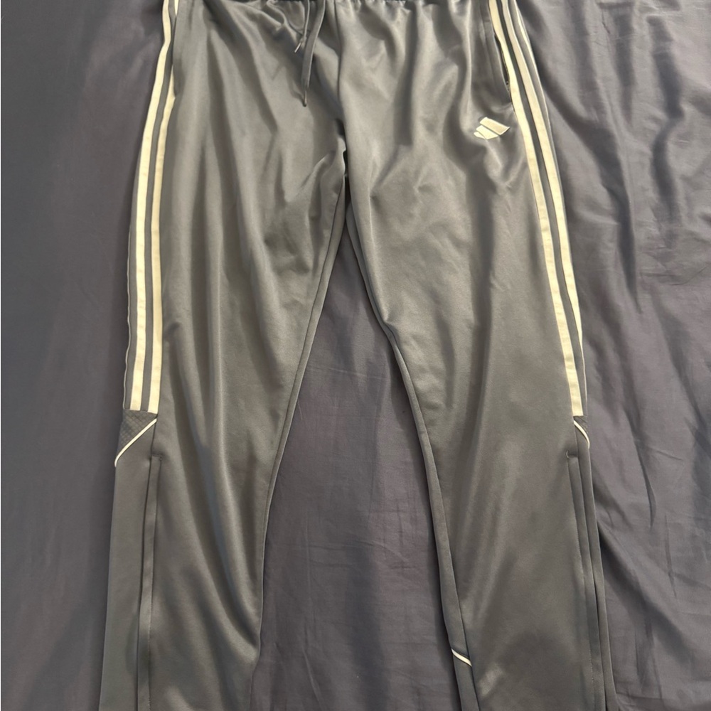 Adidas Gray Soccer Track Swish Pants with Stripes